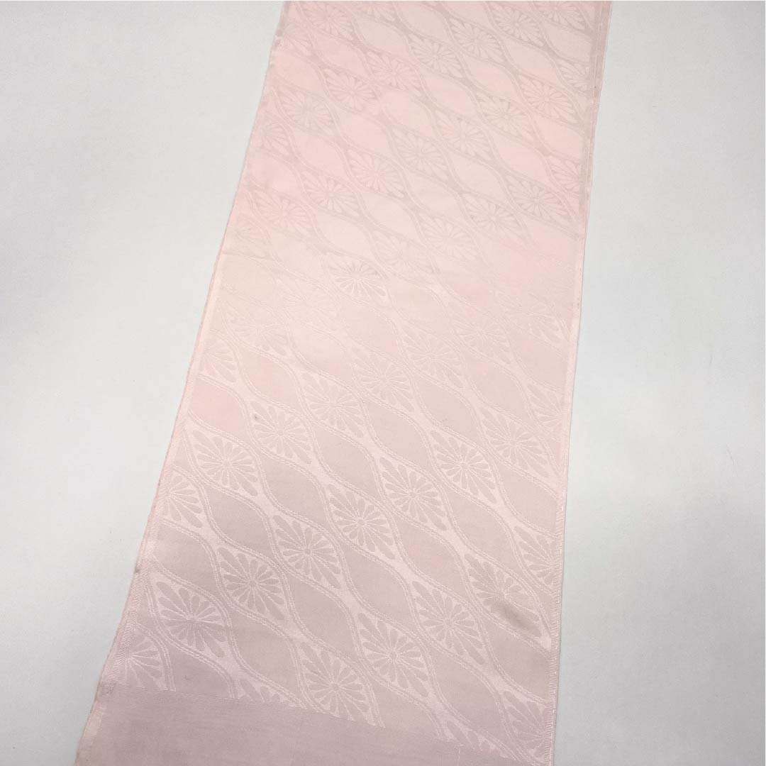 帯揚げ 正絹 Aランク セミフォーマル 桜色（さくらいろ） 立涌 菊 古典柄 長さ約170cm 幅約29cm ピンク系 1136002063913