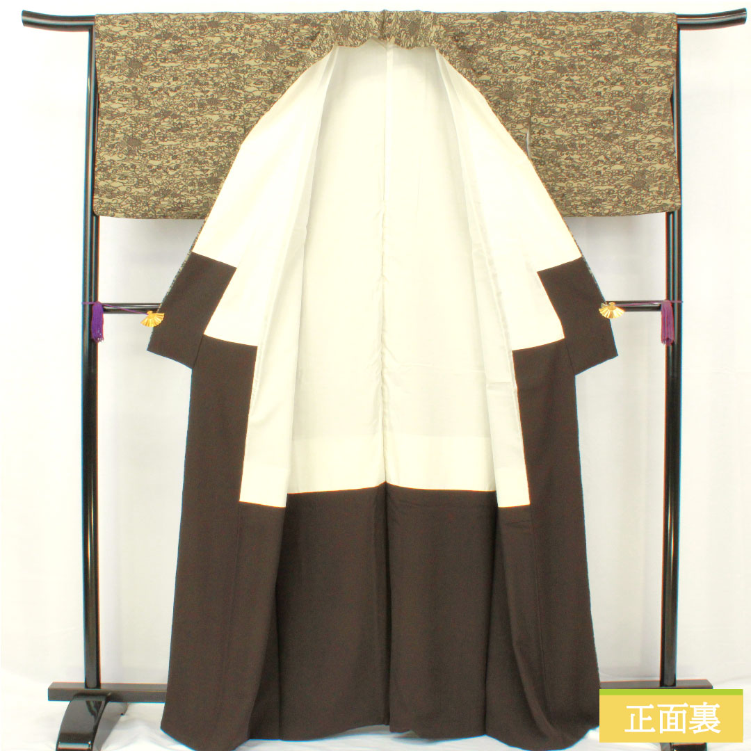 小紋 正絹 身丈163cm 裄丈65.5cm 袷 江戸鼠色（えどねずいろ） 型染 茶屋辻 Sランク グレー系 1115004692422