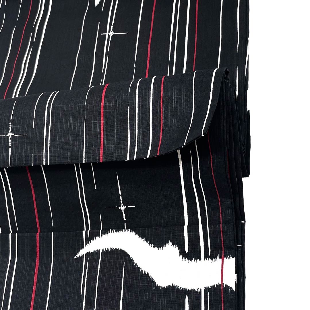 Men's Yukata Cotton NEW Rank Length 149cm Sleeve-to-sleeve 71cm Black XYLICOOL Cool-Touch Finish Striped Unlined Black 1138000261410