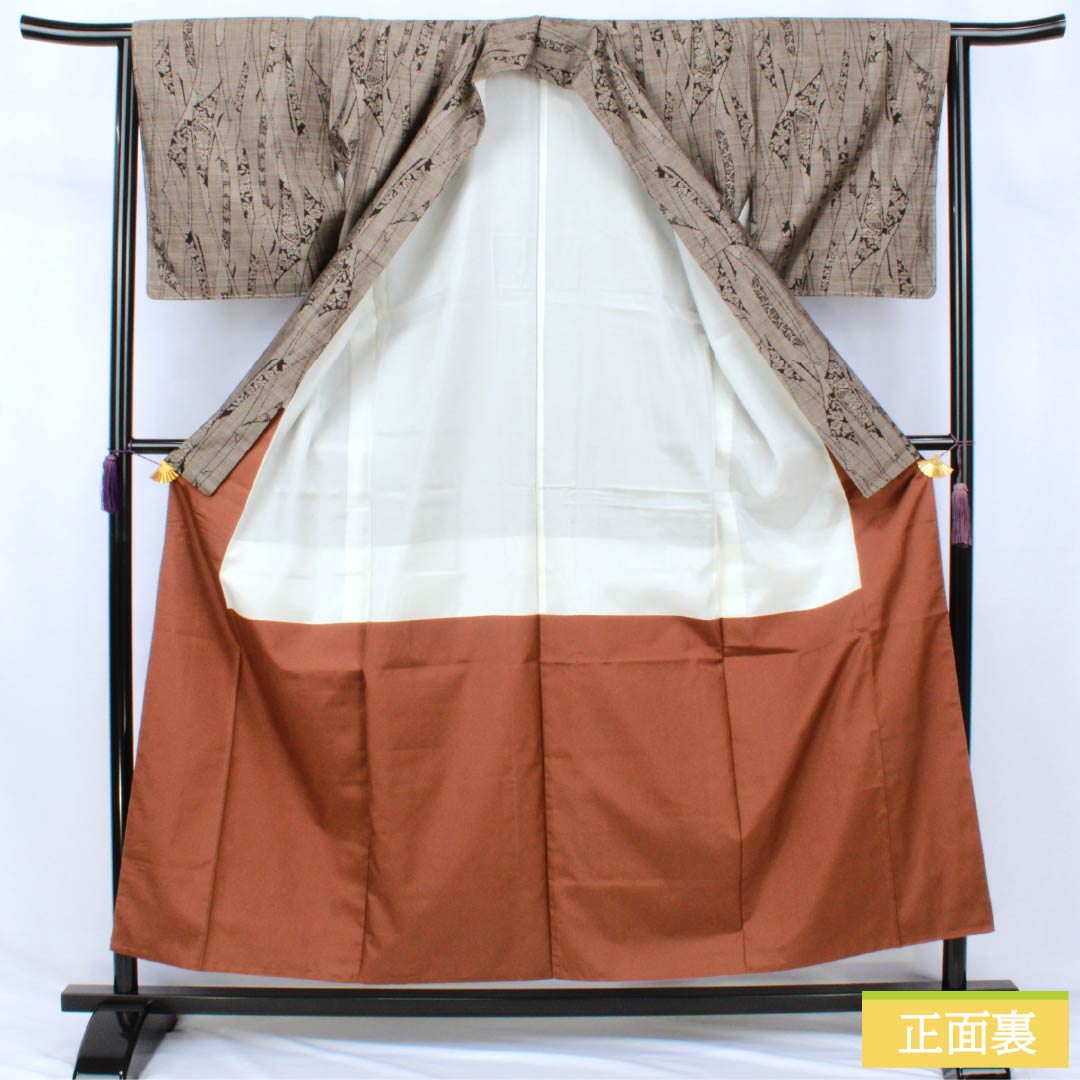 Tsumugi Silk S Rank Length 154.5cm Sleeve Length 63cm Fushiiro Oshima Tsumugi Abstract Pattern With basting threads Lined Brown 1116004852214