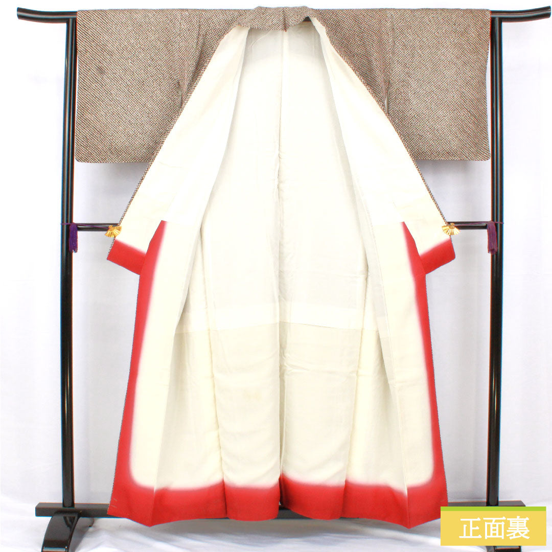 Komon, pure silk, length 156cm, sleeve length 63.5cm, lined, all-dyed, Hikita-dyed, A rank, black, 1115004633310