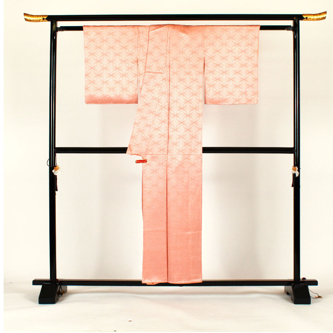 Solid color, Shippo pattern, Length 156.5cm, Sleeve length 63cm, Lined, Pure silk, S rank, Pink, 1114000332313