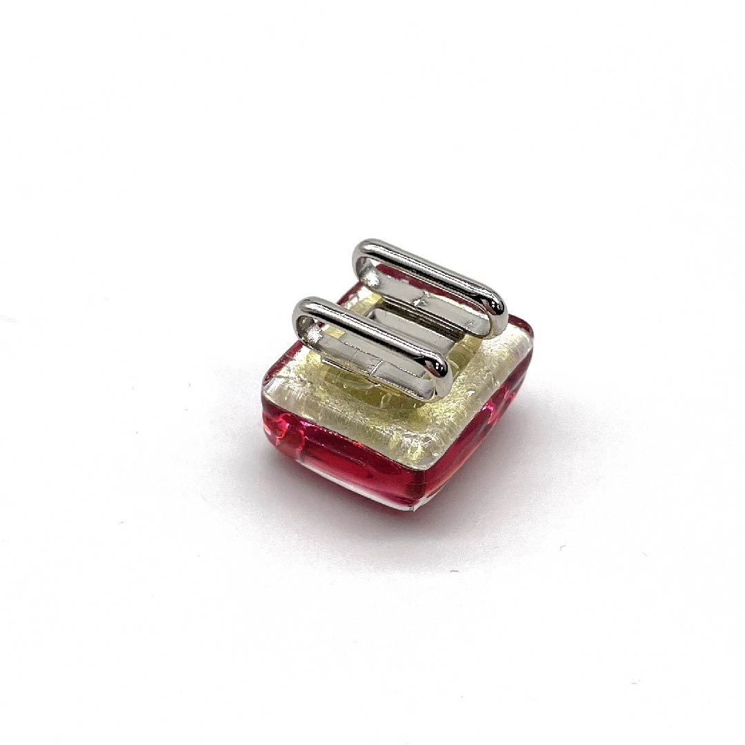 （新古品） 帯留め その他 カジュアル  透明 シンプル 四角 長さ約2cm 幅約2cm  Sランク 赤系 1137000942912