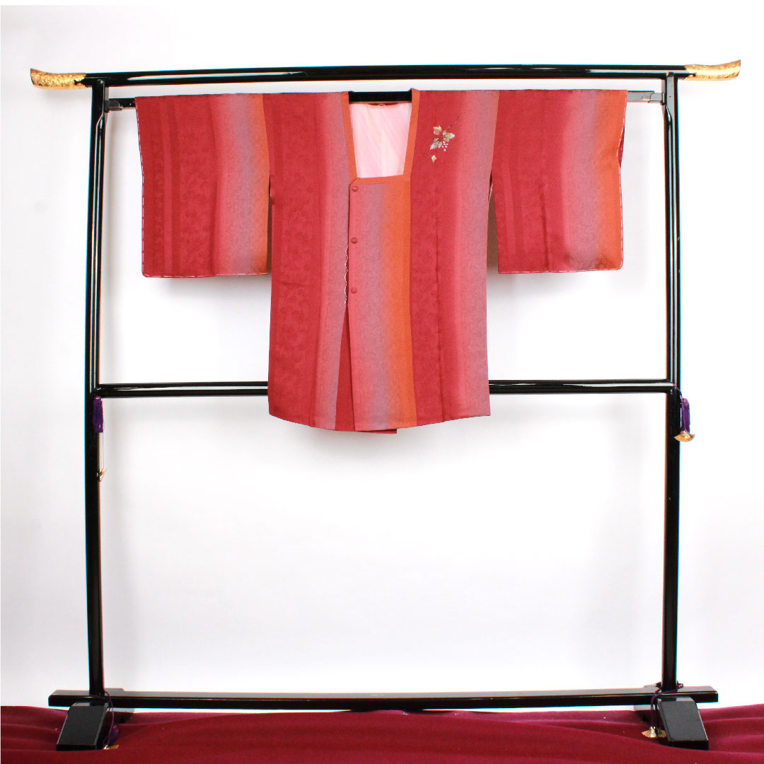 道行コート 身丈85cm 裄丈64.5cm 暗紅色色  ボカシ模様 正絹 Sランク 袷 紫系 1117000422920