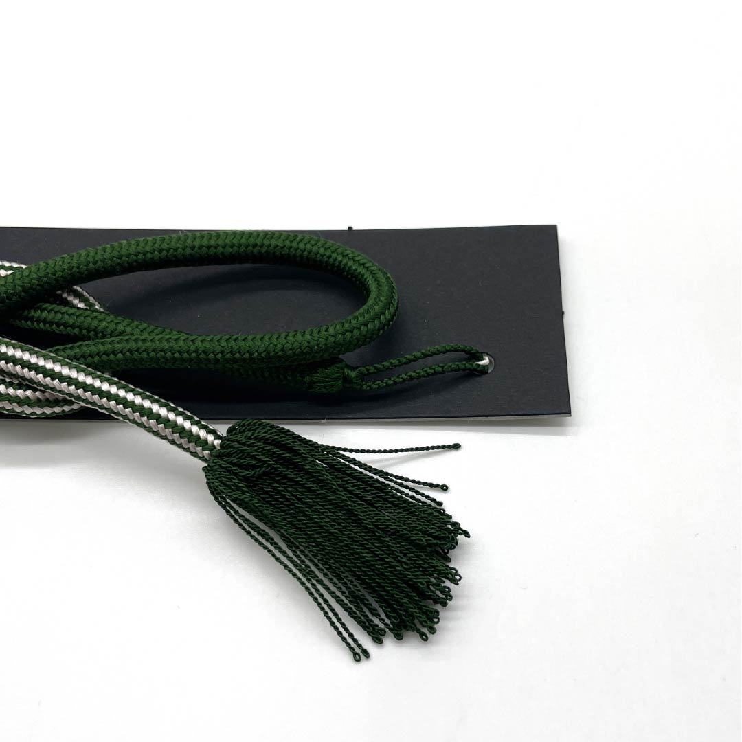 Haori cord, pure silk, new rank, casual, velvet-colored, twisted tassels, moro rope knot, bow knot, round braid, green, 1121000131919