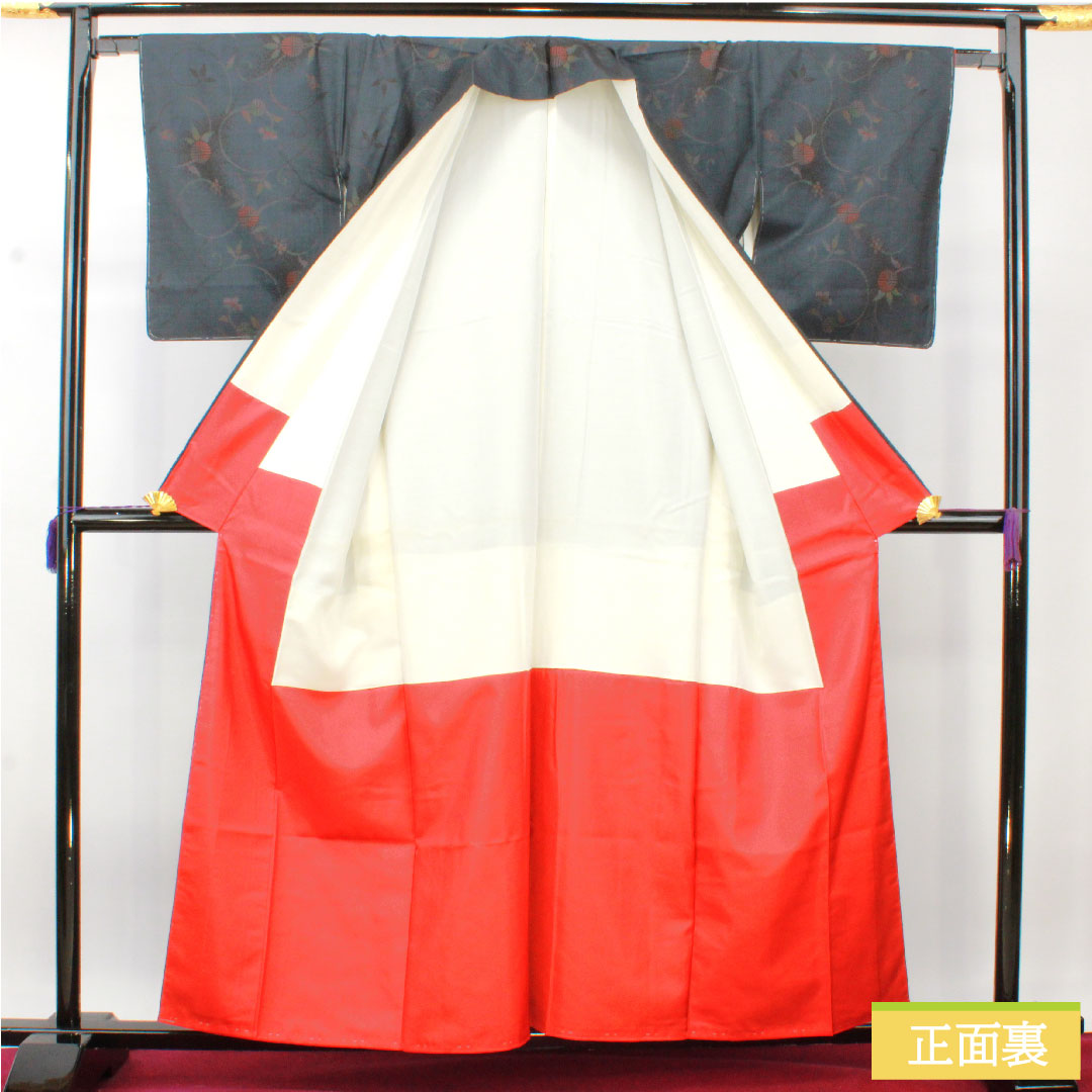 Silk pongee, Length 159.5cm, Sleeve length 64.5cm, Oshima pongee, 7 marks, Matsu, with basting thread, S rank, lined, navy blue, 1116003612318