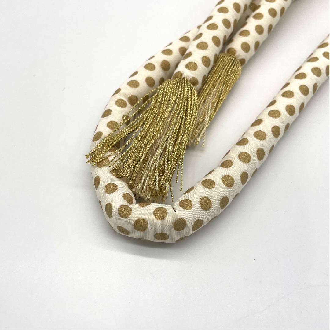 S-Rank Milky White Obijime (Sash Band) for Furisode Kimono, Round Hook, Dot Pattern, Approx. 174cm Long, Approx. 1.6cm Wide, Formal, Cream-Colored, Product Number: 1135004152415