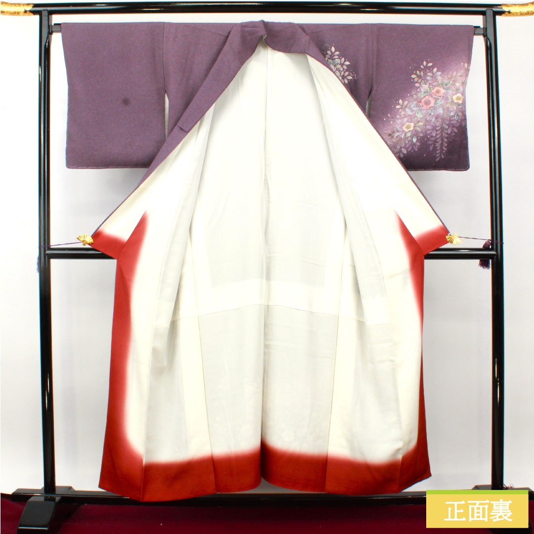 訪問着 正絹 袷 身丈154.5cm 裄丈67cm 滅紫色（けしむらさきいろ） 辻ヶ花 Aランク 紫系 1112004753220