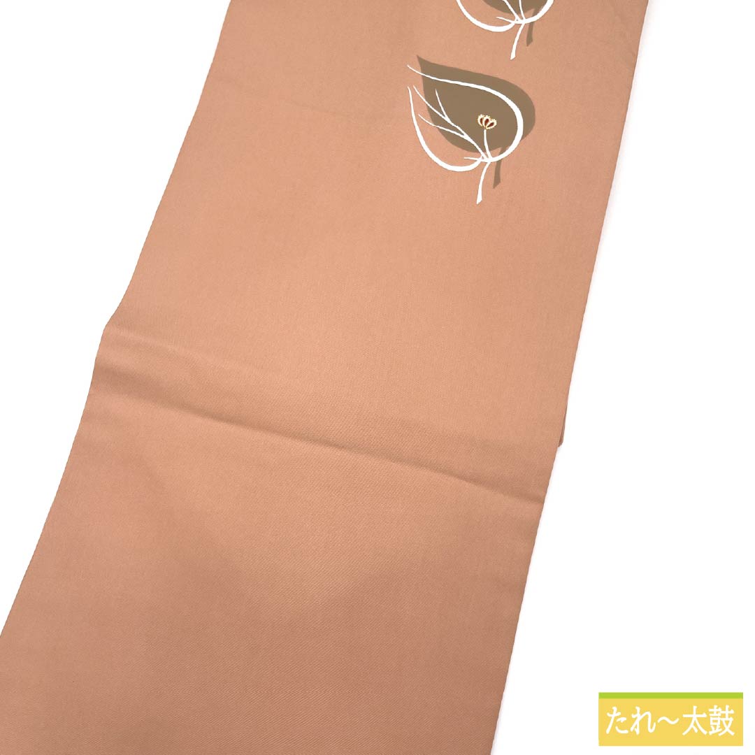 Nagoya Obi, Pure Silk, S-Rank, Tokiasagi (Light Blue) Dyed Obi, Leaf Pattern, Pointed Pattern, Casual, Pink, 365cm Long, Item Number: 1124009482313, Nagoya Style