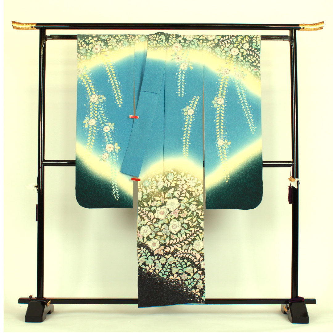 振袖 身丈156cm 裄丈63cm 袷  辻ヶ花 桐屋翠山工房謹製  正絹 Sランク 青系 1113000442317