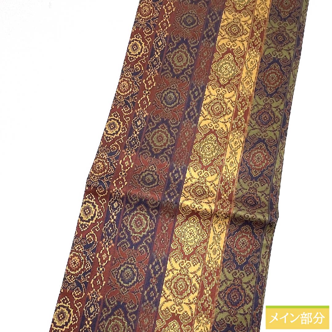 Nagoya obi, azuki bean brown, Shoba weave, classic pattern, Shosoin pattern, obi length 358cm, pure silk, S rank, full length, casual, brown, 1124005322314, open style