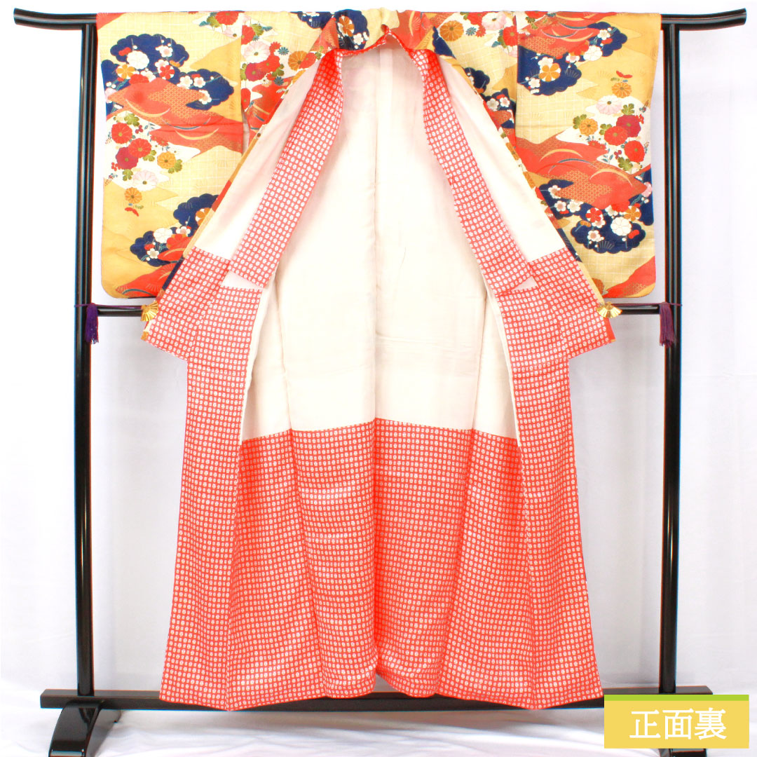 Komon, pure silk, length 153cm, sleeve length 62cm, lined, Kyo-Yuzen, auspicious pattern, A rank, gradation style, 1115004493299