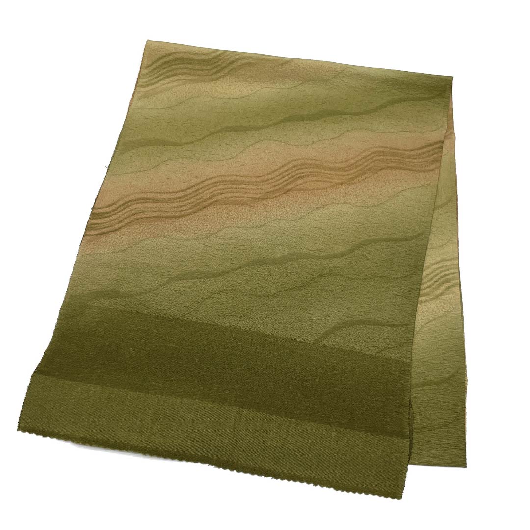Obiage Silk S Rank Semi-formal Olive Green Abstract Pattern Length approx. 167cm Width approx. 31cm Green 1136002992919