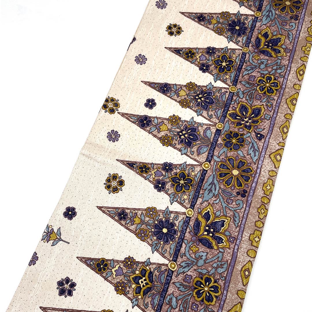 Obi (Fukuro Obi) in Okina Brown, Floral Sarasa, Geometric Pattern, Length 457cm, Pure Silk, A Rank, Six-Way, Casual, Pink, 1123007183413