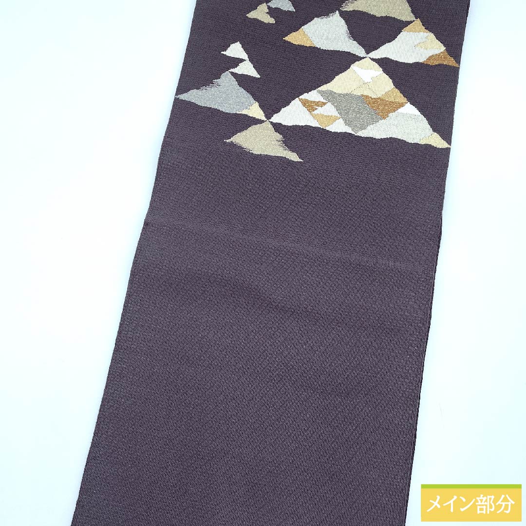 Nagoya obi, claw-scraped tsuzure, Izutsuya Sehira, deep purple, scales, obi length 396cm, pure silk, S rank, point pattern, casual, gray, 1124005822322, pine-needle style