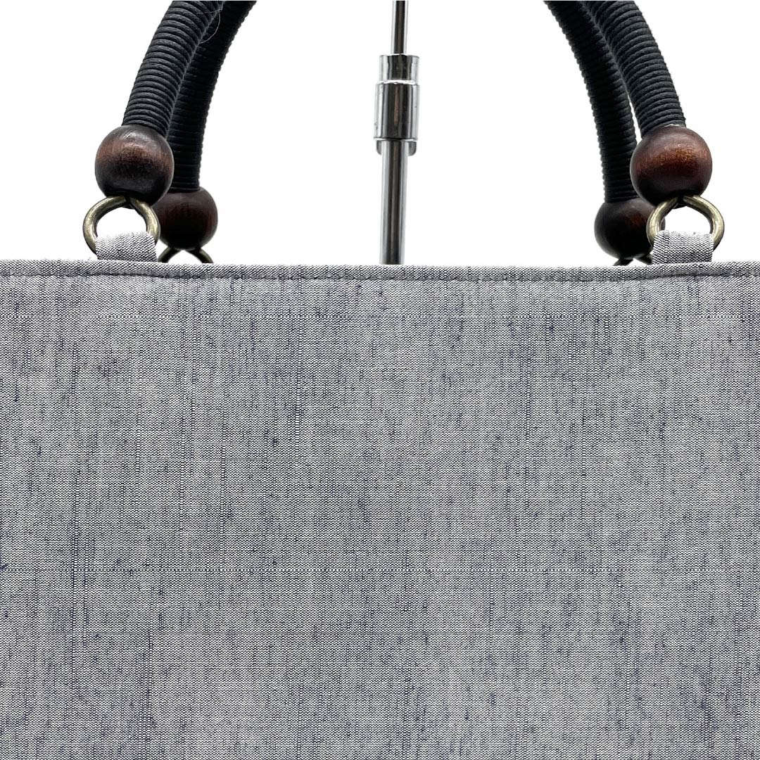 (Like New) Casual Japanese Style Bag, New Rank, Tsumugi Silk, Solid Color, Rikyu Bag, Gray, 113900123122