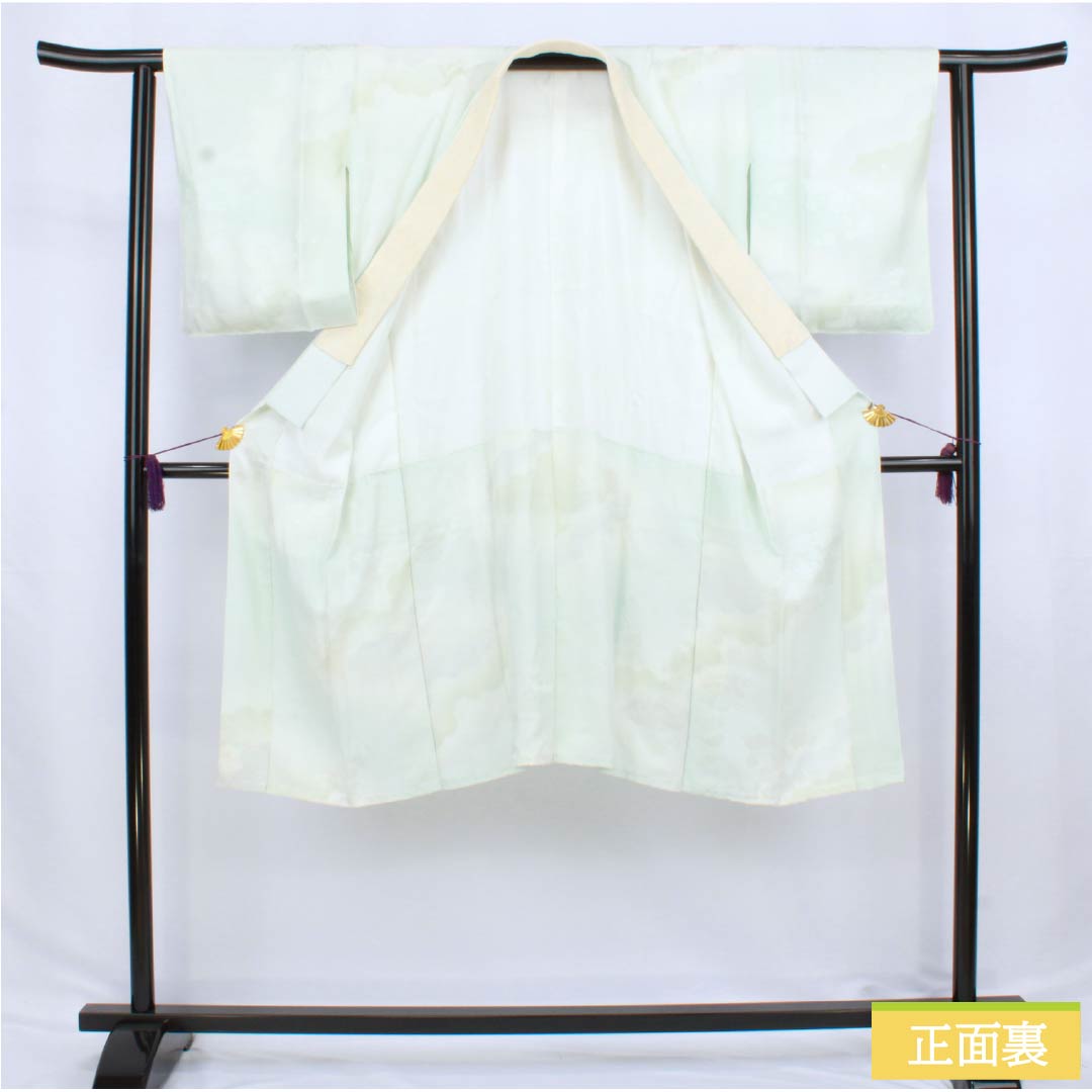 長襦袢 正絹 Sランク 身丈116cm 裄丈61cm 袷 ぼかし染 吉祥文様 半衿付き 緑系 1129000762119