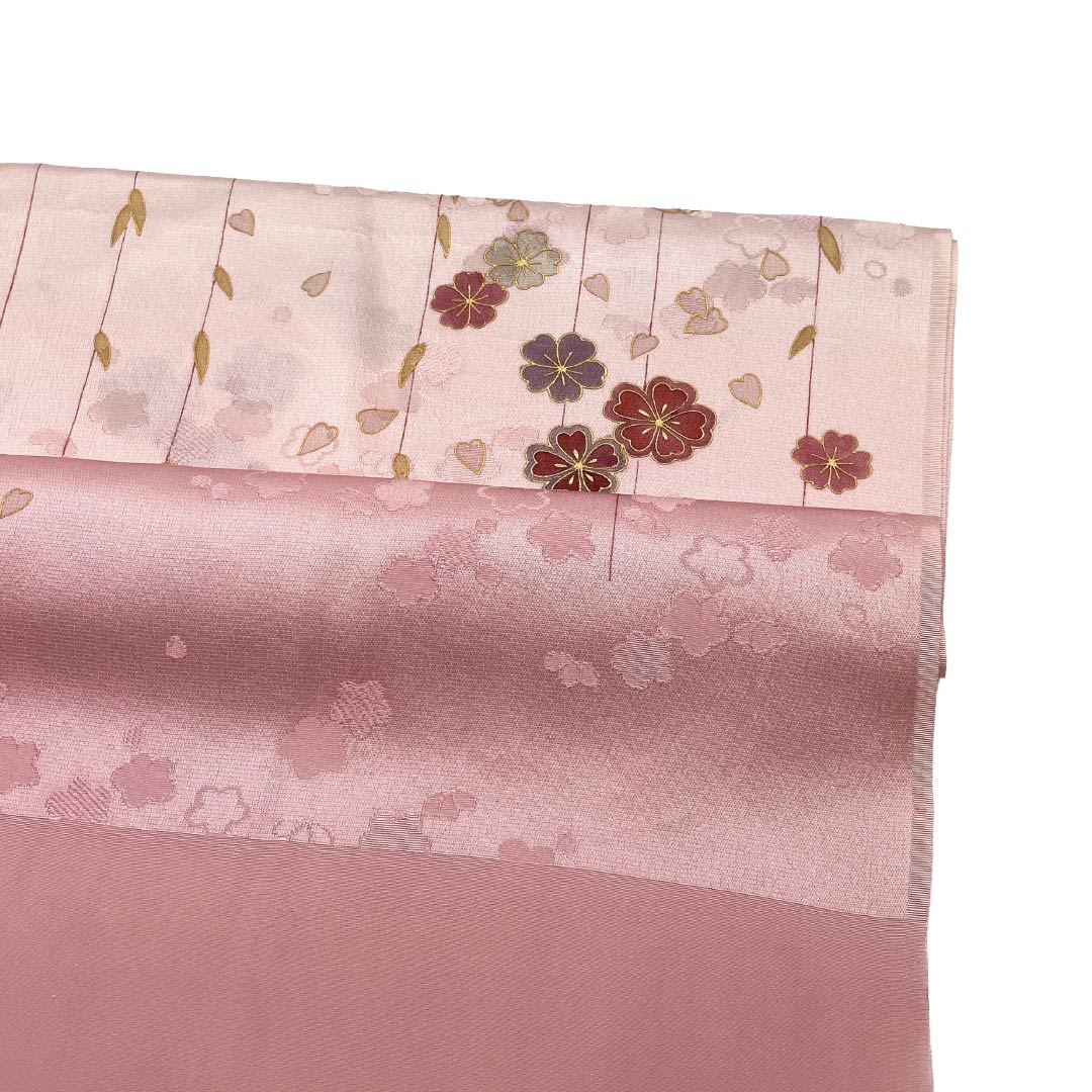 帯揚げ 正絹 Sランク セミフォーマル 桃色（ももいろ） 桜 古典柄 花柄 長さ約170cm 幅約30cm ピンク系 1136003632913