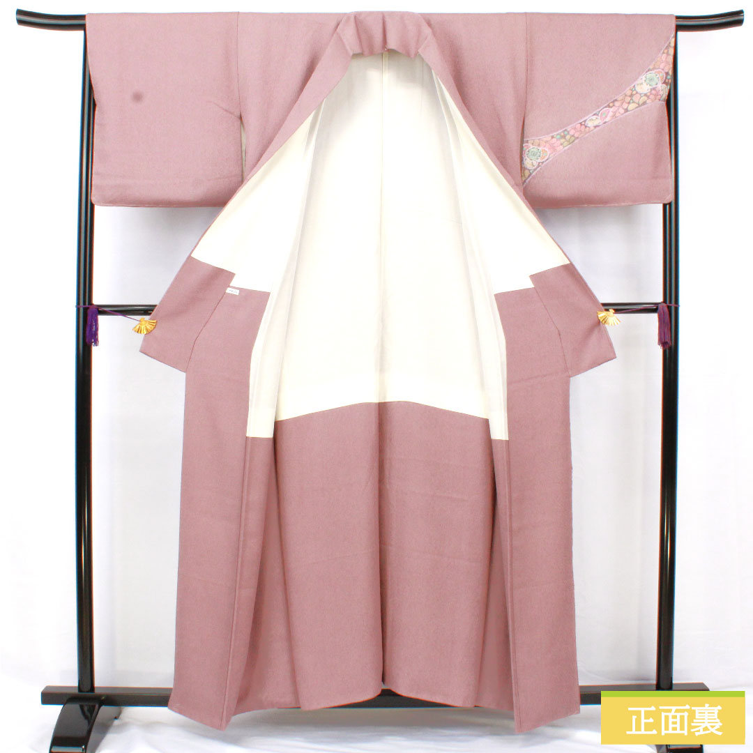 訪問着 正絹 袷 身丈157cm 裄丈66.5cm 葡萄色（えびいろ） 辻ヶ花 パールトーン加工 Aランク 紫系 1112005863320