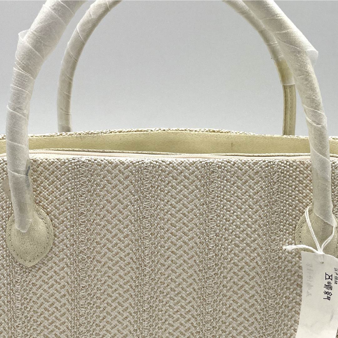 (Like New) Semi-Formal Japanese Style Bag, New Rank, Goshima Himo Rikyu Bag, White, 113900106111
