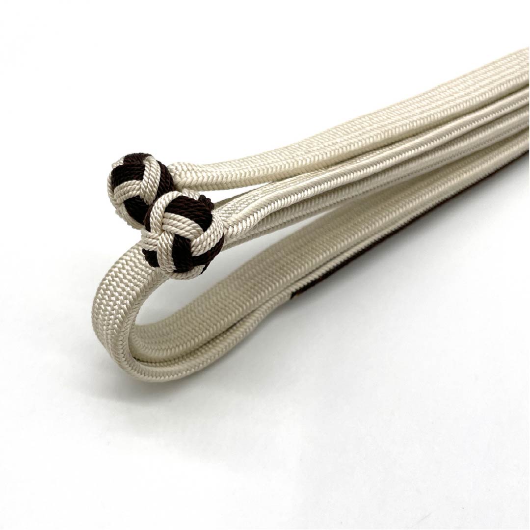 S-Rank Silk Obi-jime (Sobajime) in Sobakiri (Soba-kiri Color) with Odamaki Tassel, Approx. 159.5cm Long, Approx. 1.4cm Wide, Casual, Brown, Product Number: 1135004712314