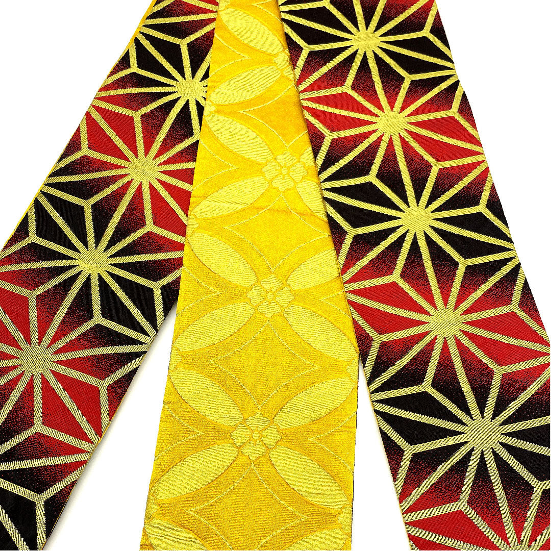 Reversible half-width obi, hemp leaf pattern, obi length 342cm, polyester, gradation type, S rank, 1125000222999