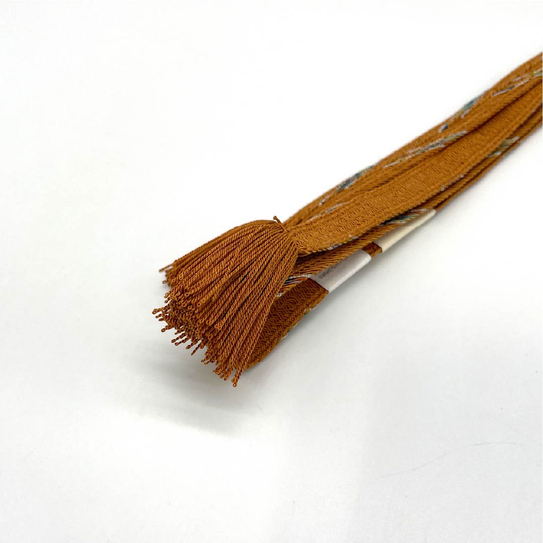 (新品)帯締め 正絹 NEWランク  黄櫨染色（こうろぜんいろ） 翠嵐工房 単衣用 夏用 長さ約165cm 幅約1.5cm セミフォーマル 茶系 1135005491314