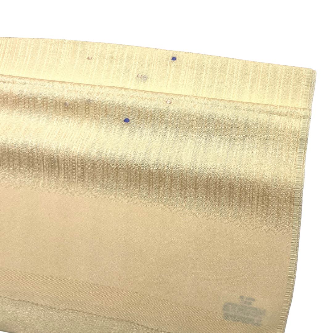 (New old stock) Obiage pure silk NEW rank casual pale eggshell (usutamago-iro) dots stripes Tango chirimen length approx. 174cm width approx. 30.5cm cream color 1136003211915
