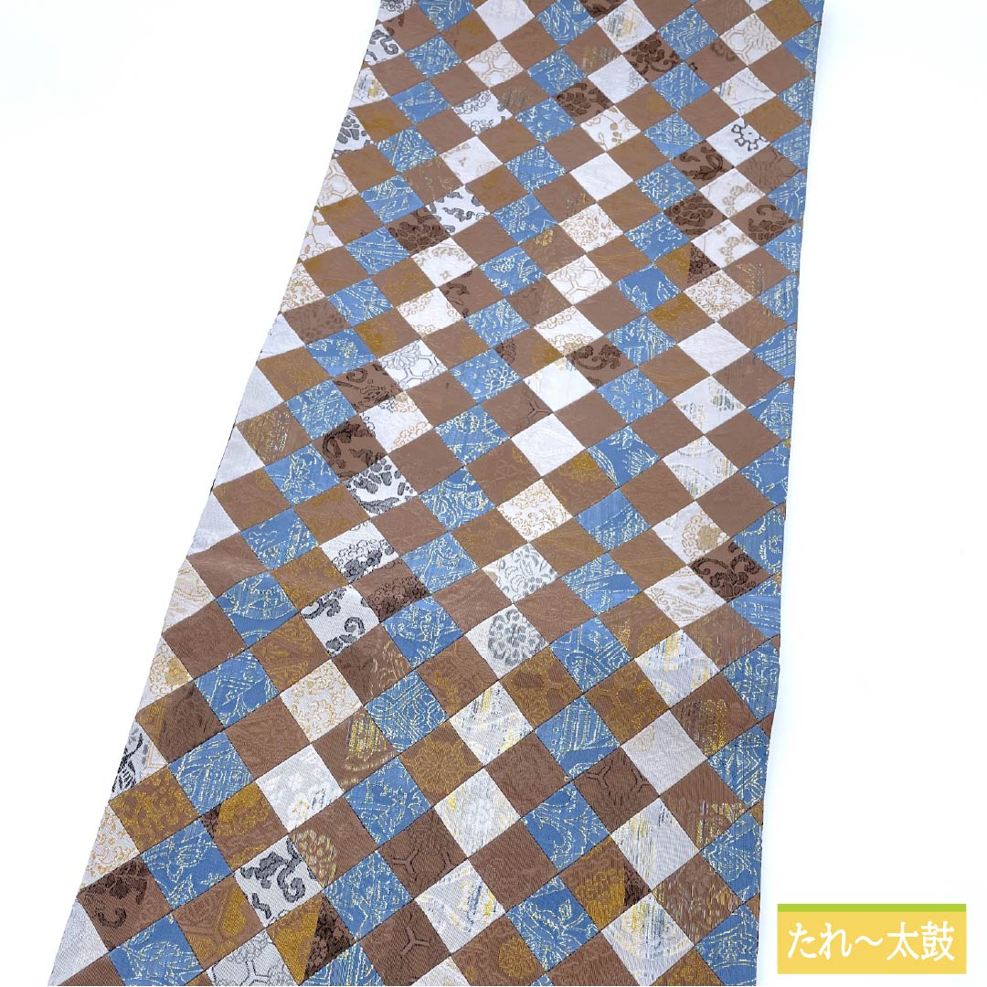 袋帯 正絹 切嵌め 花模様 帯丈450cm Sランク 六通 カジュアル グラデーション系 1123012782499