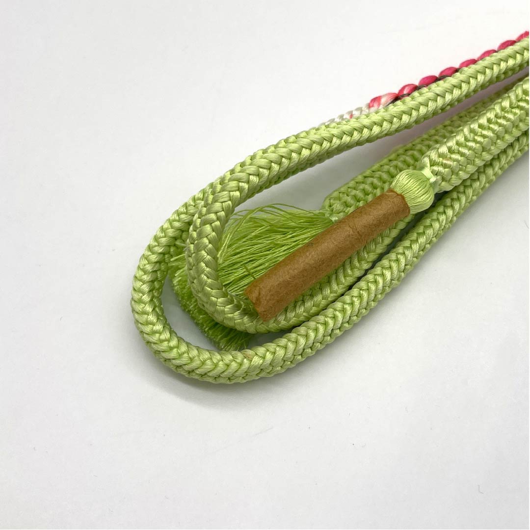 (Like new) Silk Obijime (Sash Band) - New Condition, Light Yellow-Green (Kiasa Midoriiro) - Approximately 155cm Long, 0.8cm Wide, Semi-Formal, Green, Product Number: 1135004411319
