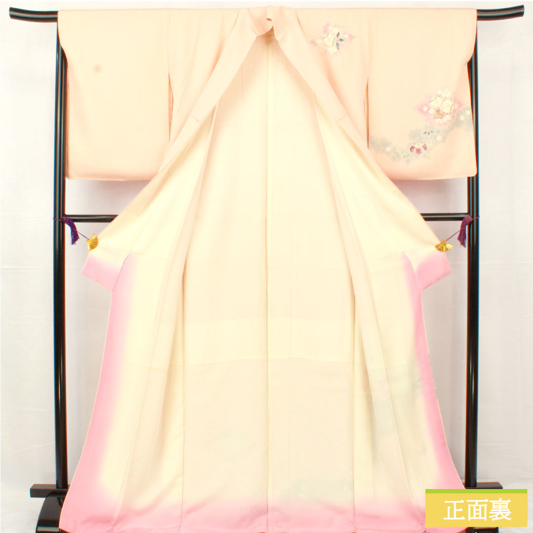 訪問着 正絹 袷 身丈158cm 裄丈67cm 乙女色（おとめいろ） 京友禅 辻ヶ花 Sランク ピンク系 1112005192313