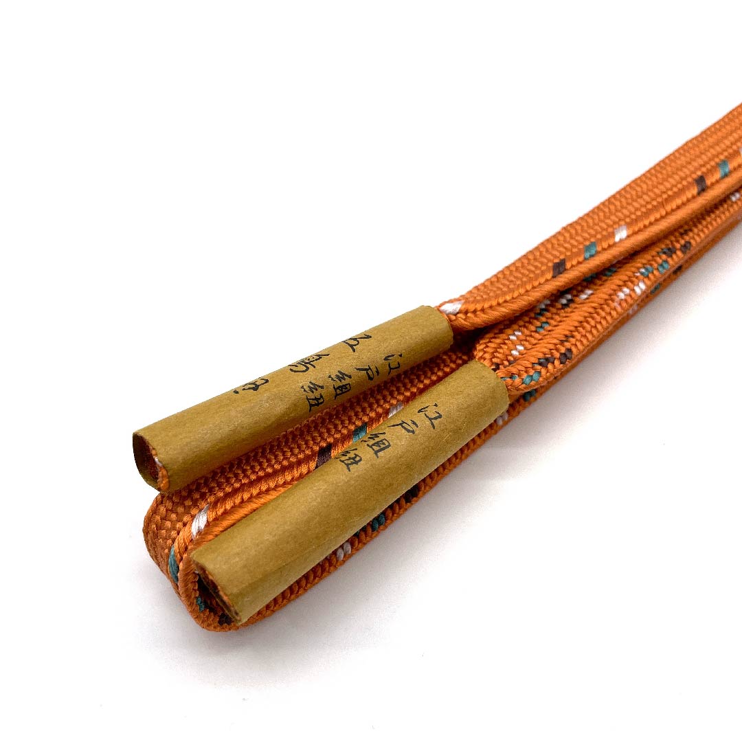 (New old stock) Obi-jime (belt fastener) made of pure silk, quarter-length cord, ochre color, Goshima cord, Edo braid, new old stock, length approx. 159cm, width approx. 1.5cm, casual, S rank, orange, 1135002002926