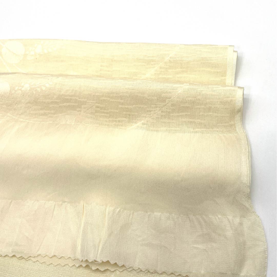 Obiage Silk S-rank Semi-formal Light Eggshell Summer Sha Hagi Length approx. 167cm Width approx. 26cm Yellow 1136004512923