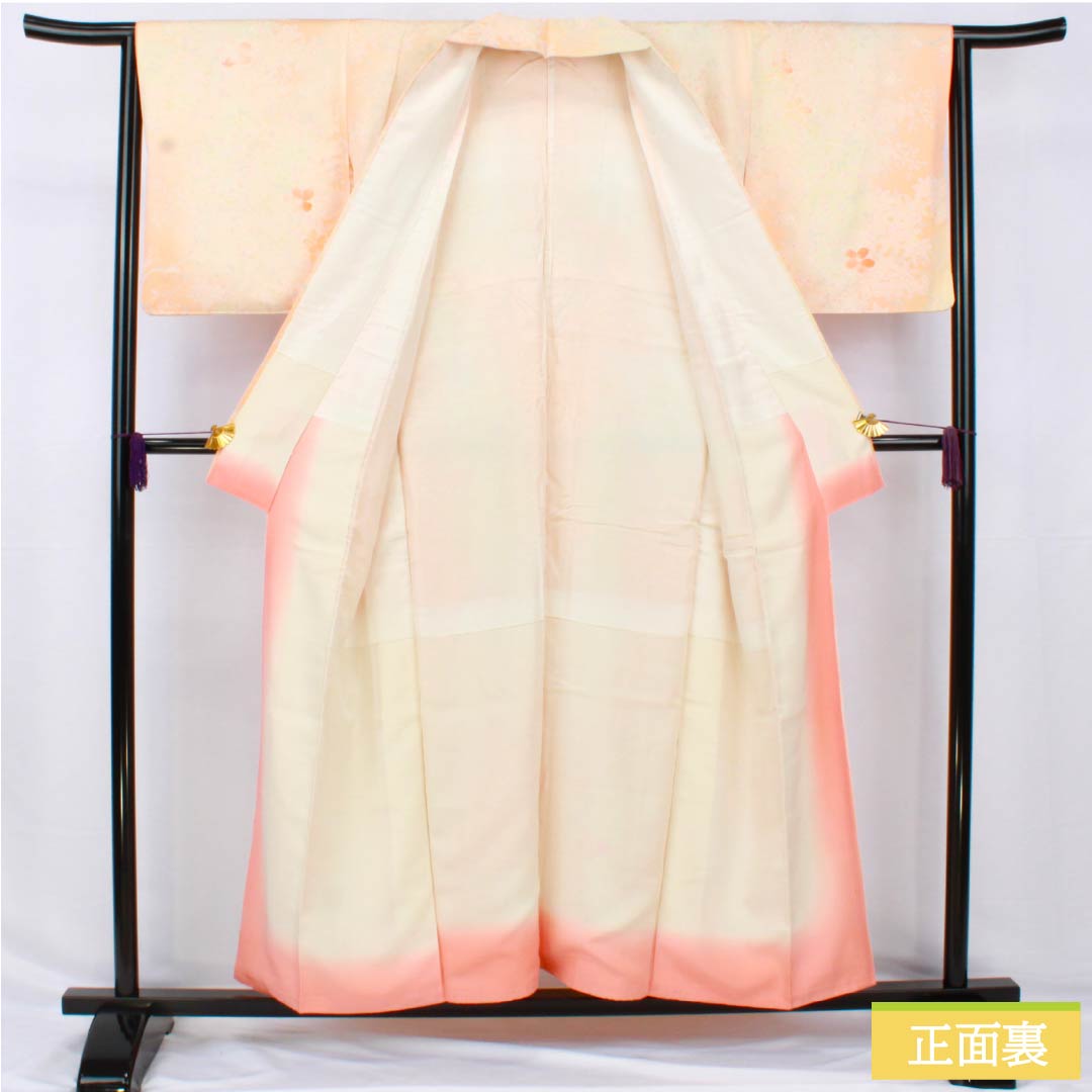 Small pattern, pure silk, length 154.5cm, sleeve length 63.5cm, lined, vermilion, all flowers, B rank, orange, 1115004994226