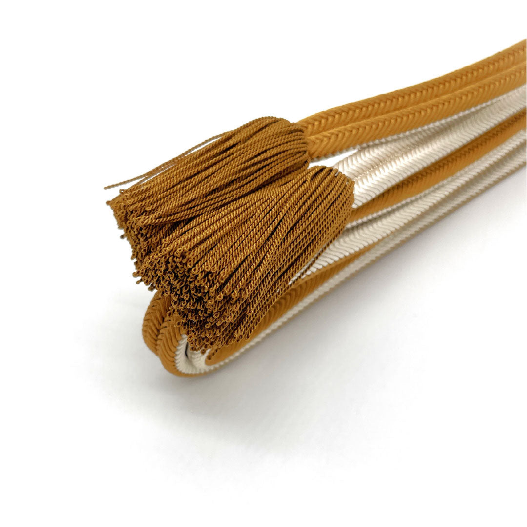 (Brand New) Pure Silk Obi-jime (Sash Band) in Fox-Color (New Rank), Iga Kumihimo (Brown Braided Cord), Plain, Twisted Tassel, Approx. 163cm Long, Approx. 1.1cm Wide, Casual, Brown, Product Number: 1135005211314