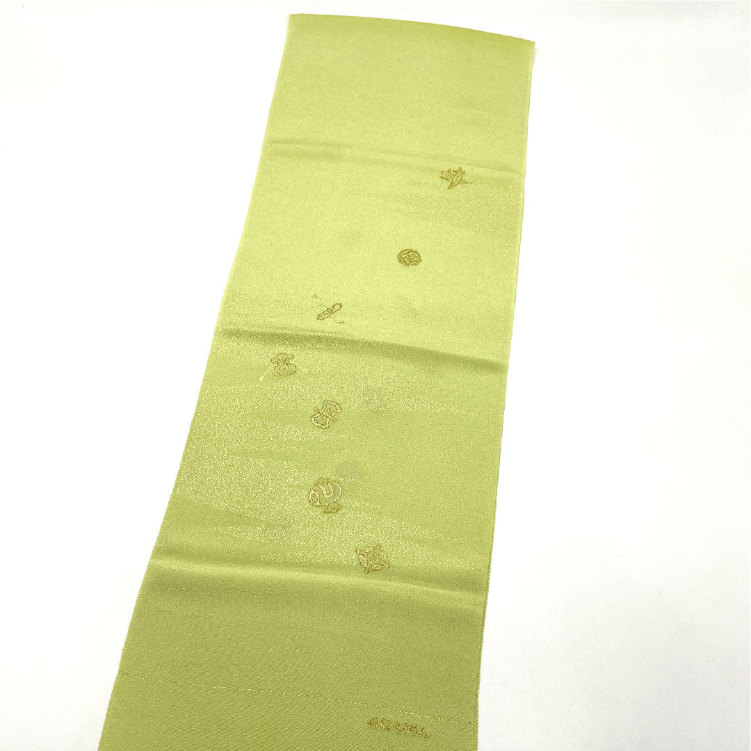 (Like New) Casual Obiage (Sash) - Pure Silk, New Rank, Light Indigo (Asakiaiiro), Goshima Himo (Tango Chirimen), Shippo (Shippo) Pattern, Length: Approx. 184cm, Width: Approx. 30cm, Green, Product Number: 1136001371919