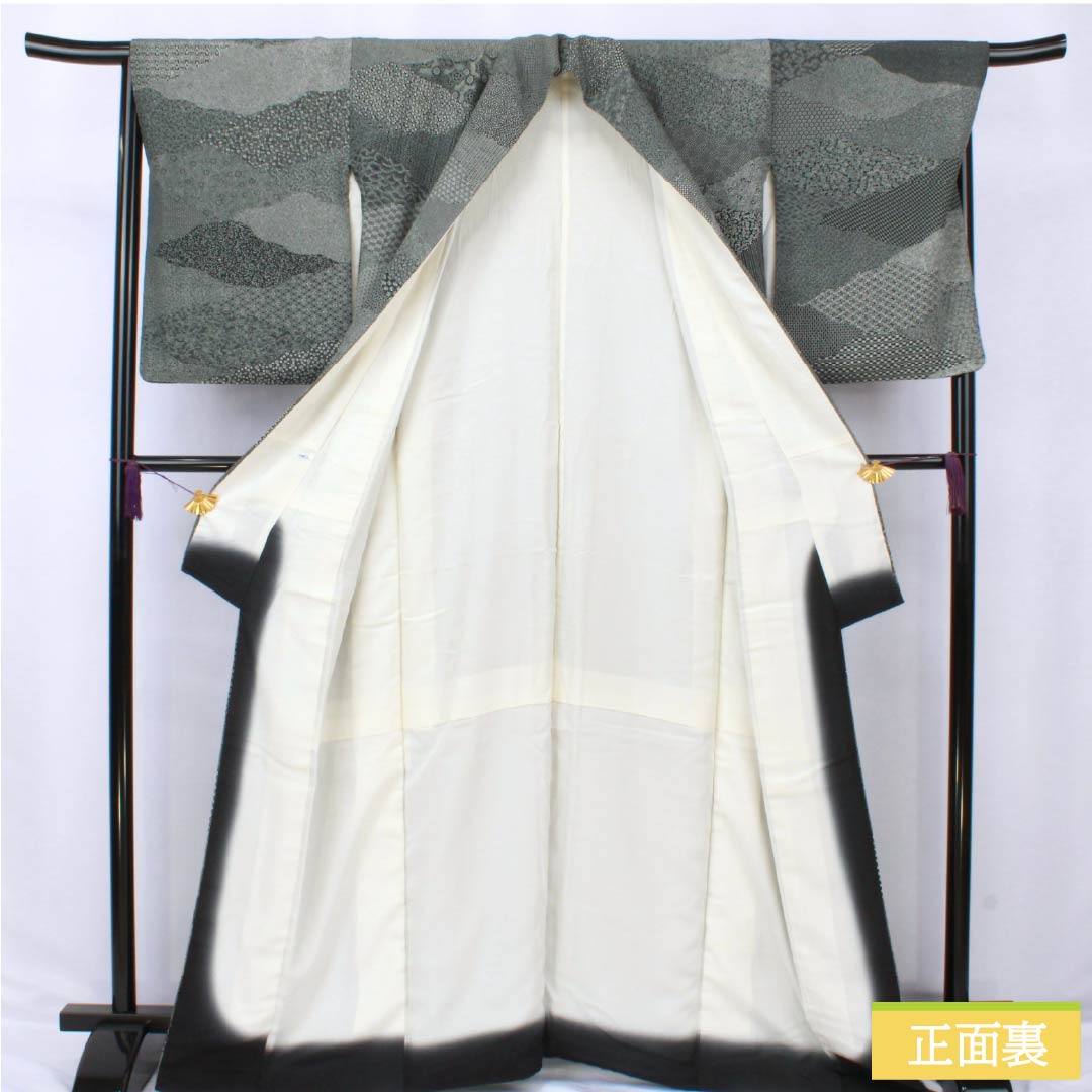Komon silk S-rank, length 164.5cm, sleeve length 66.5cm, lined, by Kaneda Noboru II, Edo Komon, split pattern, stencil dyeing, monotone, product number 1115007202427