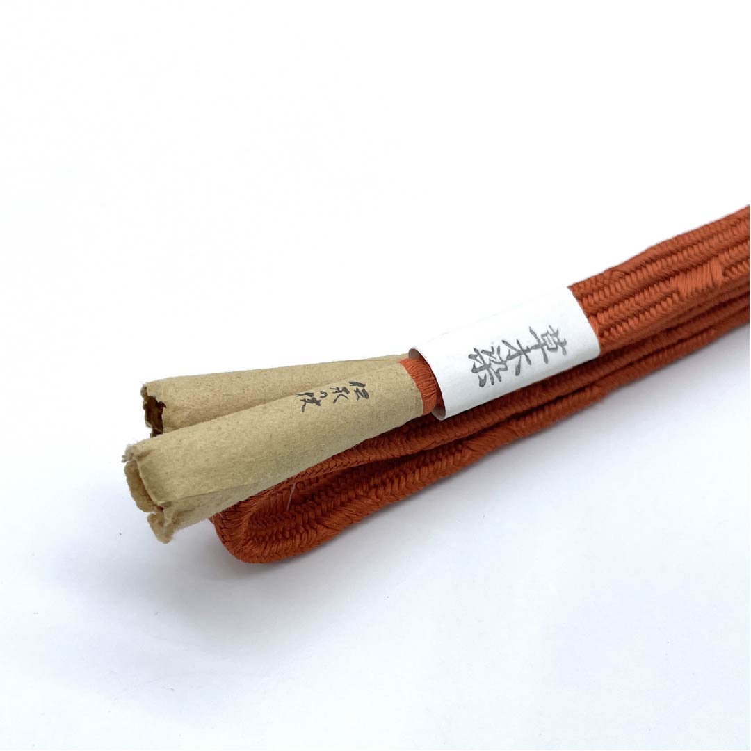 (New old stock) Obi-jime (belt fastener) made of pure silk, quarter-length cord, maple leaf color, Hirata Kumihimo, Kai-no-kuchi Uki-bune, length approx. 158cm, width approx. 1.5cm, semi-formal, NEW rank, brown, 1135003351314