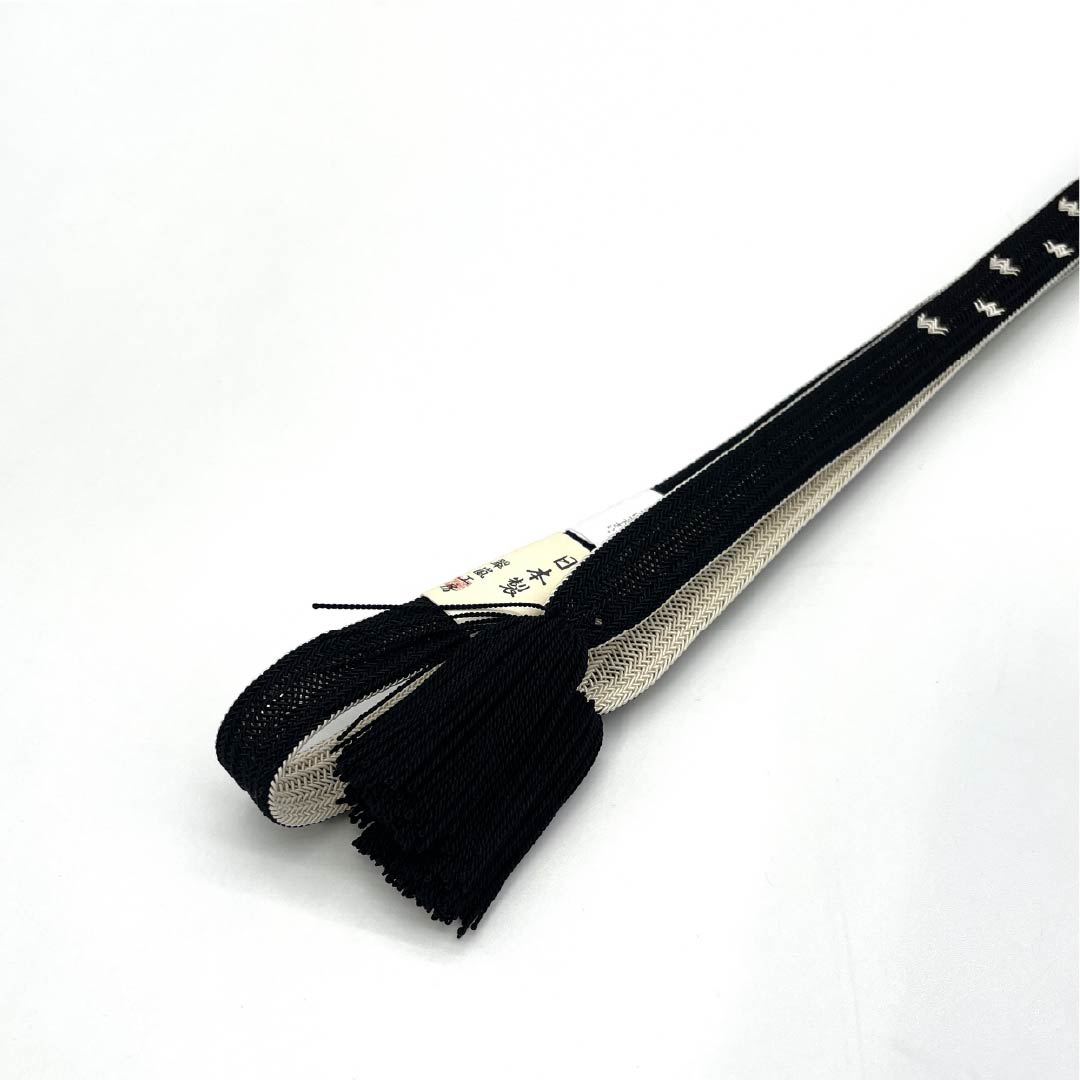(新品)帯締め 正絹 NEWランク  黒色 翠嵐工房 撚り房 単衣用 長さ約164cm 幅約1.4cm カジュアル 黒系 1135005401310