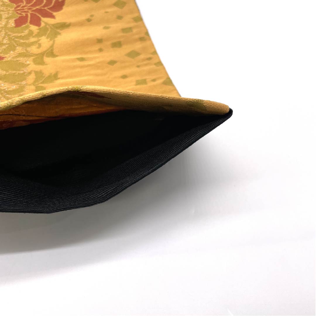 【未仕立】半幅帯 ポリエステル Sランク 雄黄色（ゆうおういろ） 唐草     帯丈436cm 橙系 1125001812426