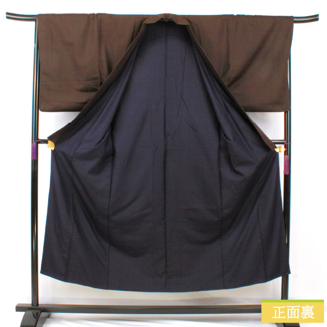Men's pure silk, A-rank, length 148cm, sleeve length 68cm, charcoal-colored, horizontal stripes, lined, brown, product number 1119001703414