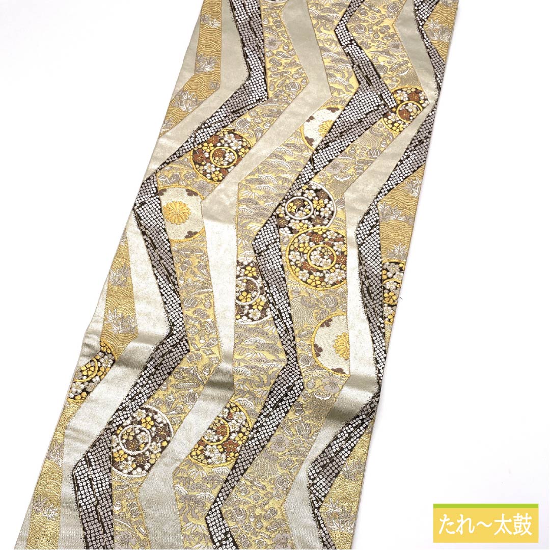 A-Rank Pure Silk Fukuro Obi by Kano Yuki, Perfect for Tomesode (Tomesode), Classic Floral Pattern, Treasure-Filled Design, 444cm Long, Six-Ply, Formal, Silver, Item Number: 1123015533322