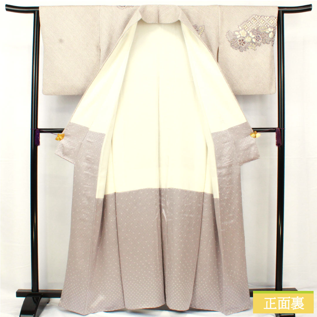 訪問着 正絹 袷 身丈161.5cm 裄丈61.5cm 淡紫色（たんししょく） 総絞り 辻ヶ花 Aランク 紫系 1112005473420