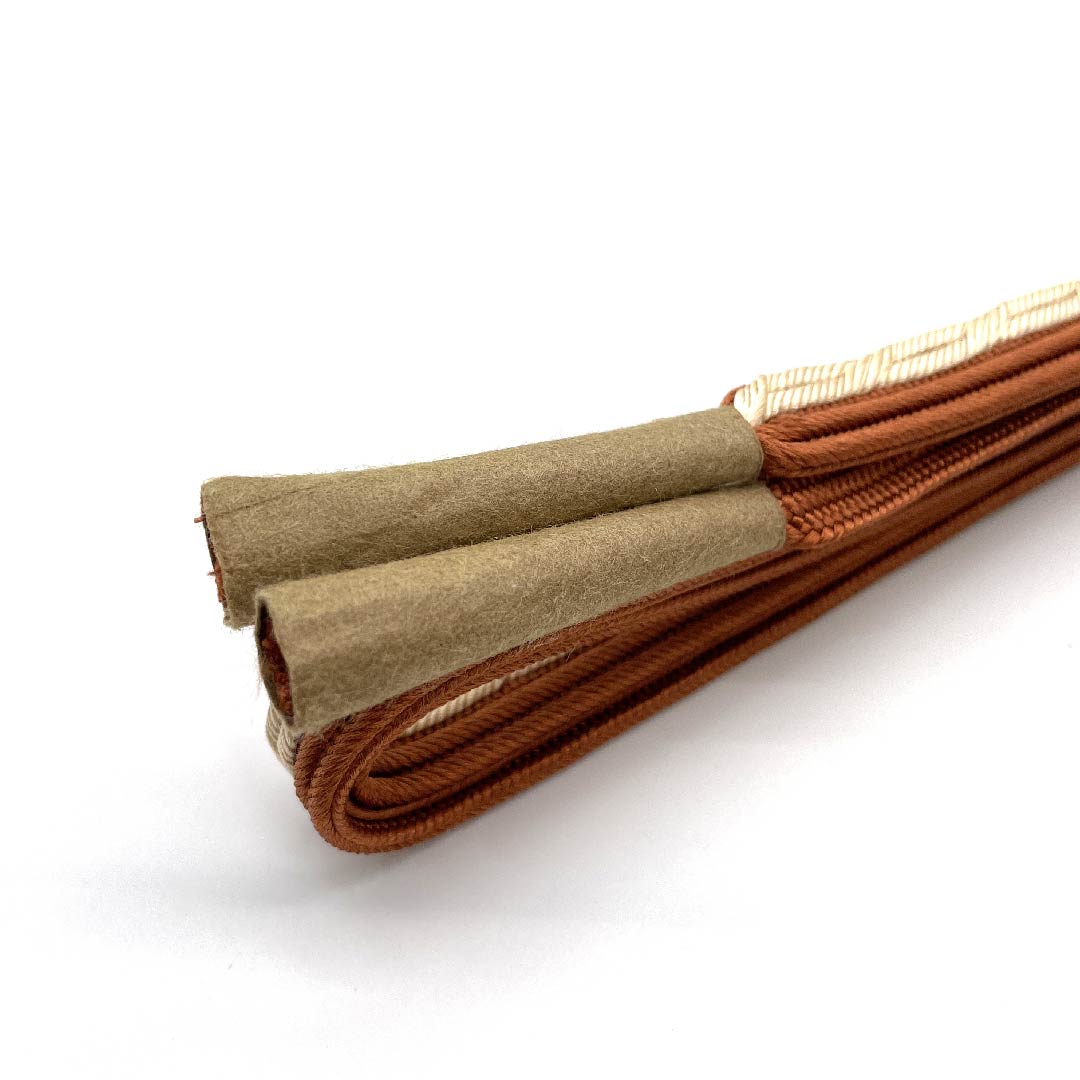 (New old stock) Obi-jime (belt fastener) made of pure silk, quarter-length string, birch color, new old stock, length approx. 165cm, width approx. 1.2cm, casual, S rank, brown, 1135001442914