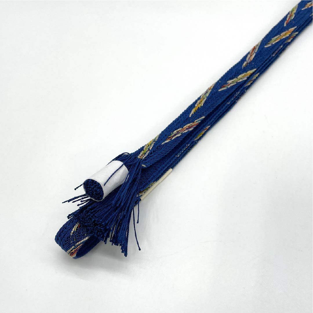 (Brand New) Pure Silk Obi-jime (Sash Band) in Korean Indigo (Karaaiiro) by Suiran Kobo, for Single-Layer Kimono (Undercoat) Summer Wear, Approximately 165cm Long, 1.5cm Wide, Semi-Formal, Navy Blue, Product Number: 1135005461318