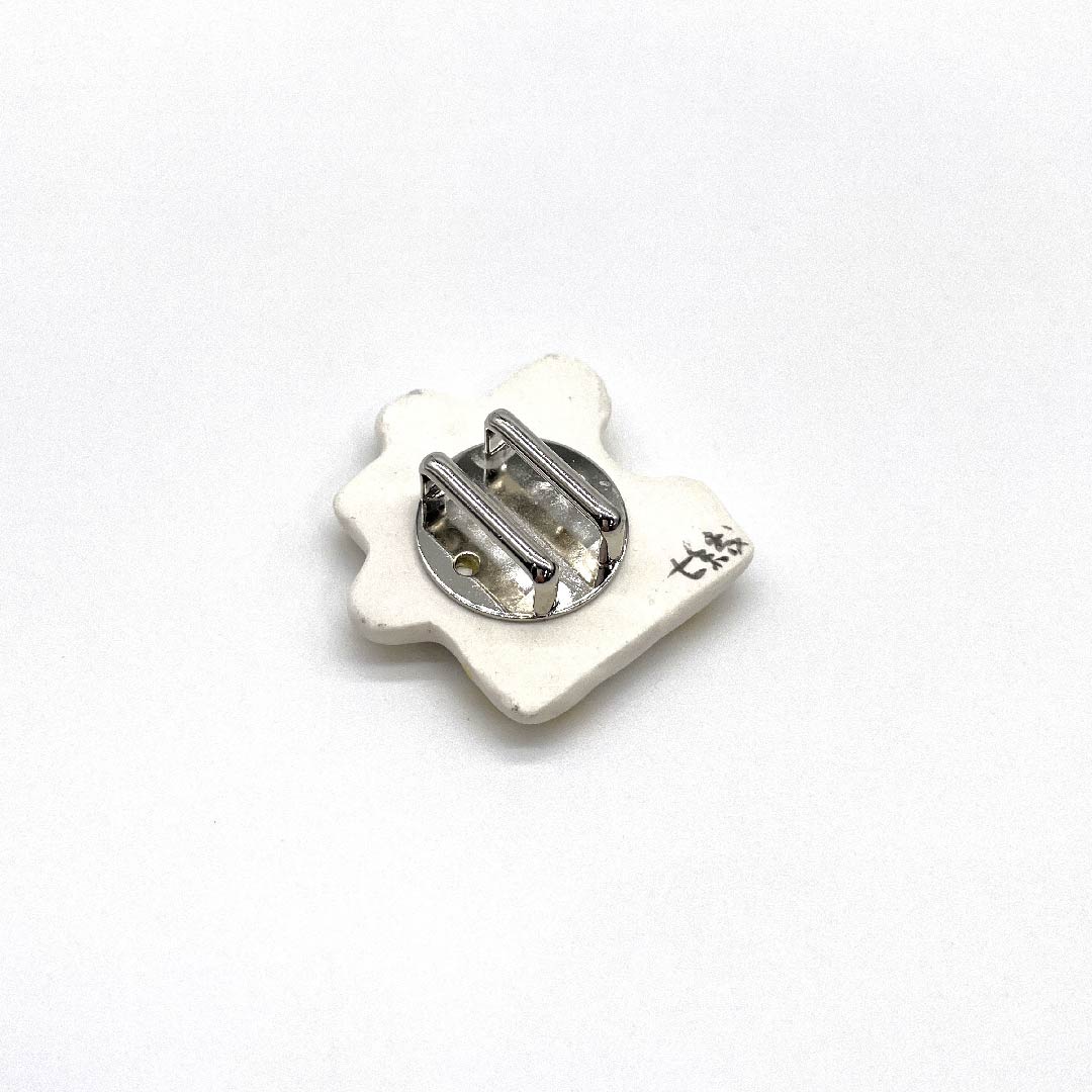 (New old stock) Obi fastener, ceramic, casual, white, ceramic, puzzle, length approx. 3.5cm, width approx. 3.5cm, S rank, white, 1137000402911