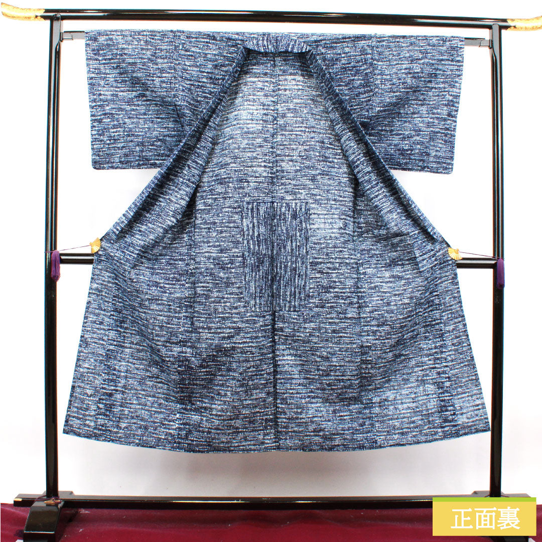浴衣 木綿 身丈143.5cm 裄丈63.5cm Sランク 単衣 紺系 濃紺色（のうこんいろ） 男物 幾何学模様 1118004882418