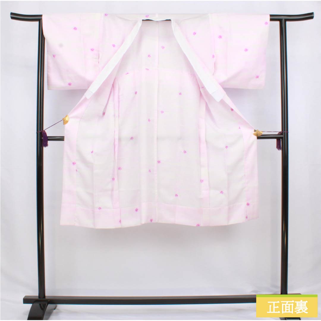 Nagajuban (long under-kimono), Polyester, Grade A, Length 115cm, Sleeve Length 61cm, Single-layer, Pale Pink (tankoshoku), Abstract Pattern, Half-collar, with Raising, Purple, 1129000783120