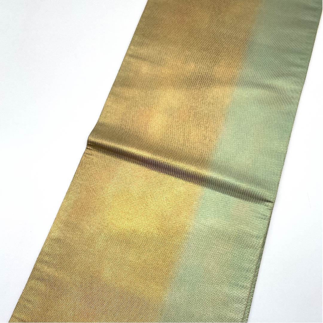 [Unsewn] Fukuro Obi, Pure Silk, S Rank, Gold, Ichimatsu Pattern, Hikihaku, Obi Length 440cm, Rokutsu, Formal, Gold Tones, 1123005942321