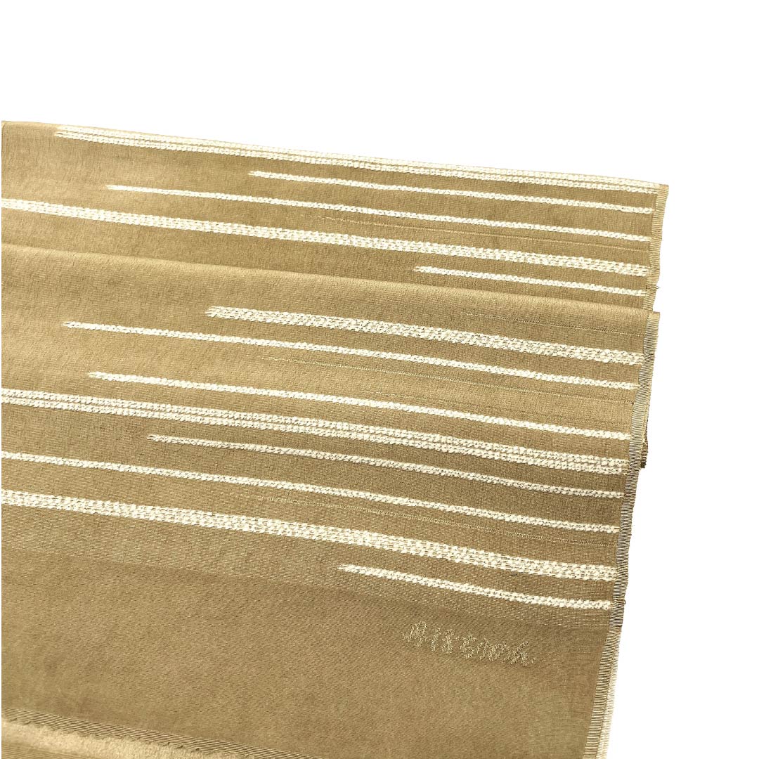 (New Old Stock) Obiage Silk NEW Rank Casual Yamamomo-iro Tango Chirimen Horizontal Stripes Geometric Pattern Length approx. 180cm Width approx. 29cm Brown-ish 1136003391914